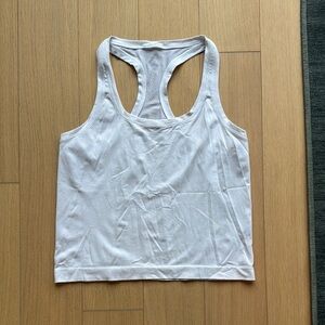 Lululemon Athletica White Fitted Crop Tank Top